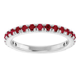 14K White Gold Lab-Grown Ruby French-Set Anniversary Band