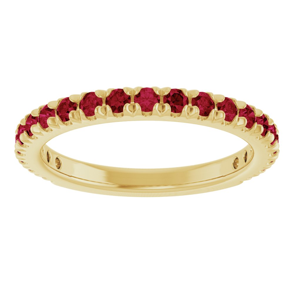 14K Yellow Gold Lab-Grown Ruby French-Set Anniversary Band