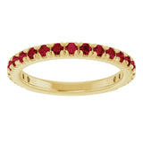 14K Yellow Gold Lab-Grown Ruby French-Set Anniversary Band