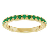 14K Yellow Gold Lab-Grown Emerald French-Set Anniversary Band