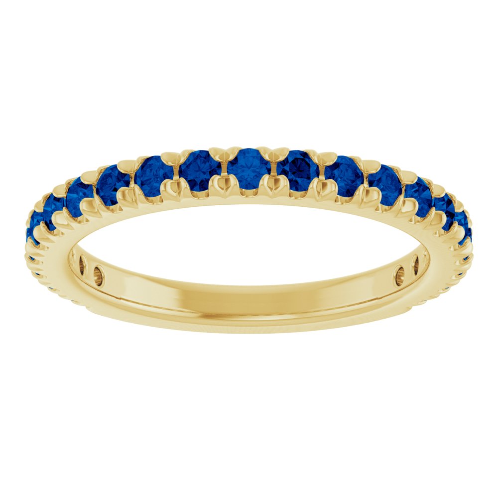 14K Yellow Gold Lab-Grown Blue Sapphire French-Set Anniversary Band