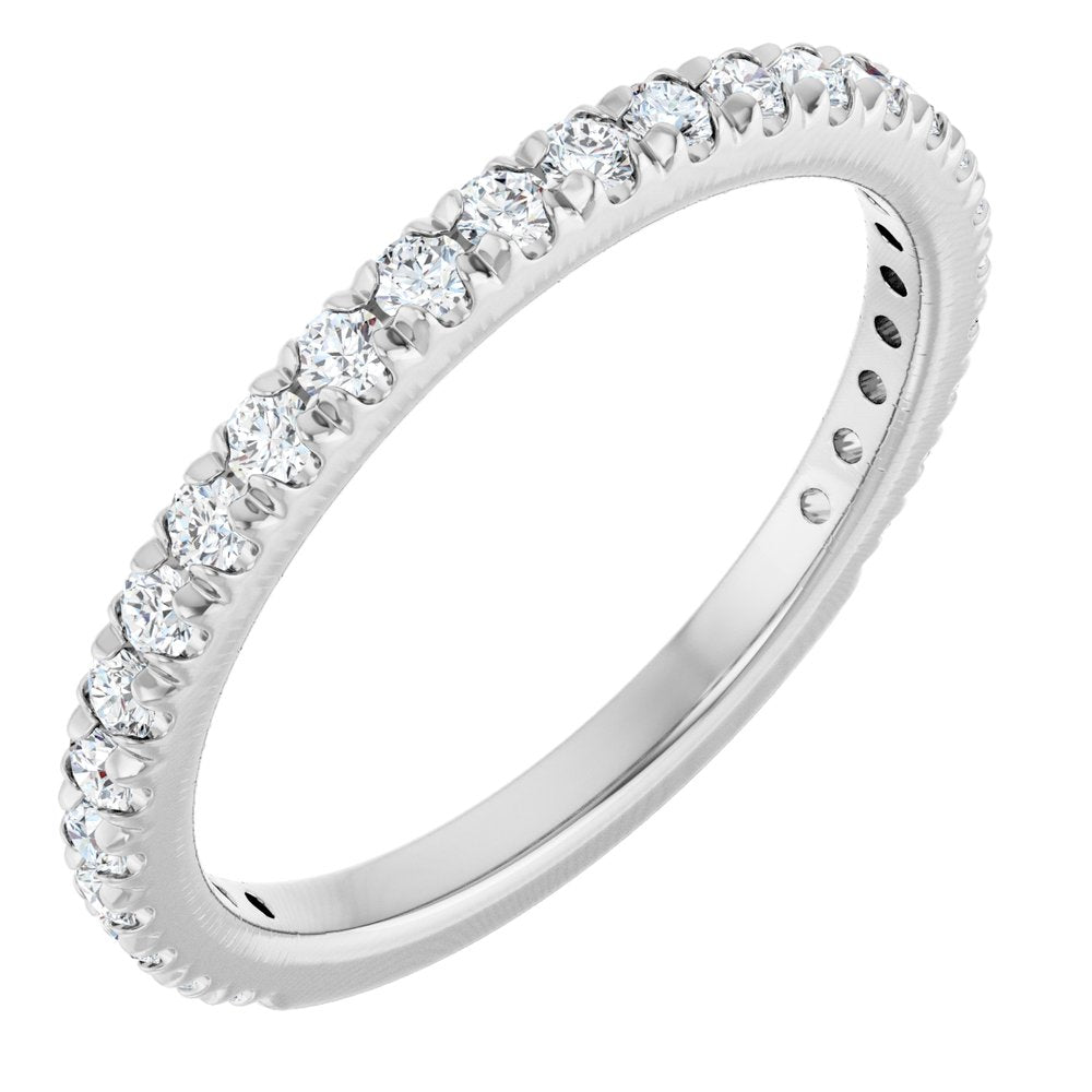 14K White Gold 3/8 CTW Natural Diamond French-Set Anniversary Band
