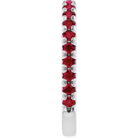 14K White Gold Lab-Grown Ruby French-Set Anniversary Band