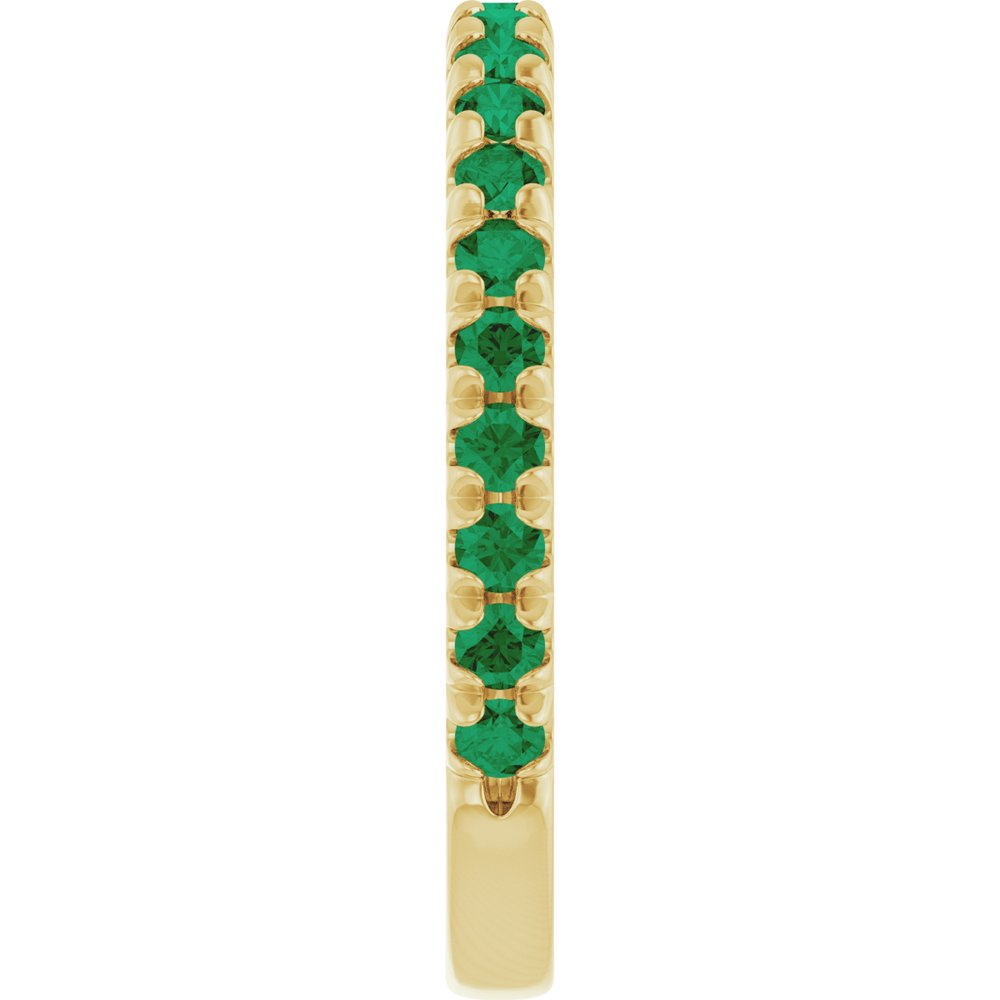 14K Yellow Gold Lab-Grown Emerald French-Set Anniversary Band