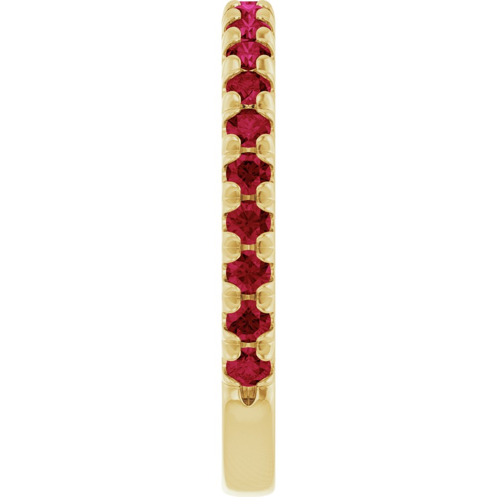 14K Yellow Gold Lab-Grown Ruby French-Set Anniversary Band