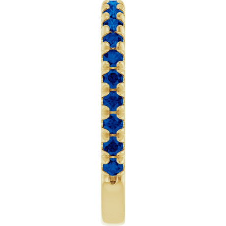 14K Yellow Gold Lab-Grown Blue Sapphire French-Set Anniversary Band