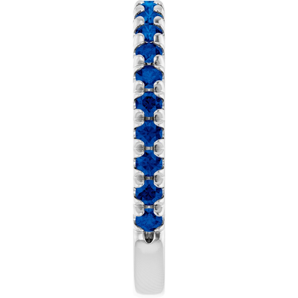 14K White Gold Lab-Grown Blue Sapphire French-Set Anniversary Band