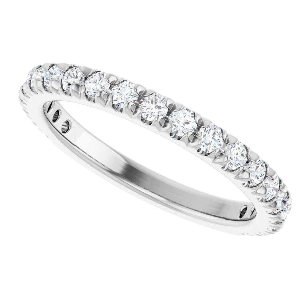 14K White 5/8 CTW Natural Diamond French-Set Anniversary Band