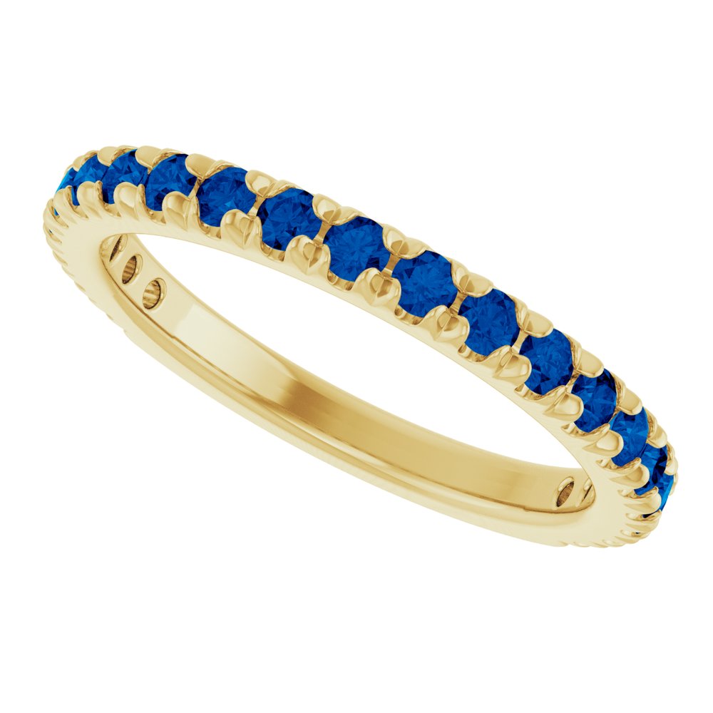 14K Yellow Gold Lab-Grown Blue Sapphire French-Set Anniversary Band
