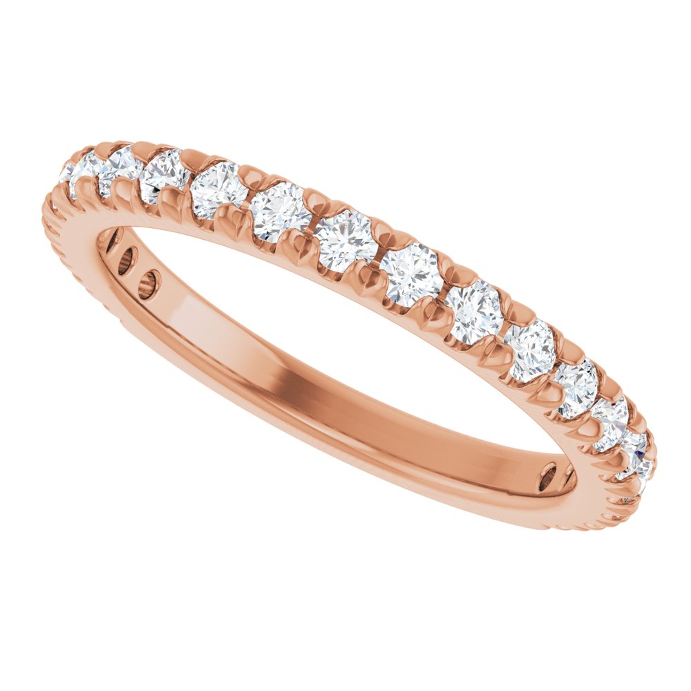 14K Rose 5/8 CTW Natural Diamond French-Set Anniversary Band