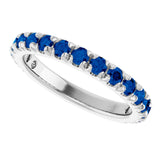 14K White Gold Natural Blue Sapphire French-Set Anniversary Band