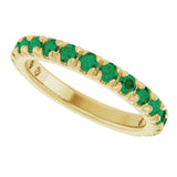 14K Yellow Gold Natural Emerald French-Set Anniversary Band