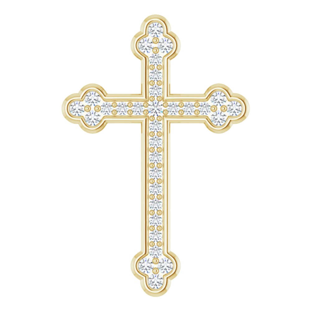 14K Yellow 1/4 CTW Natural Diamond Cross Pendant