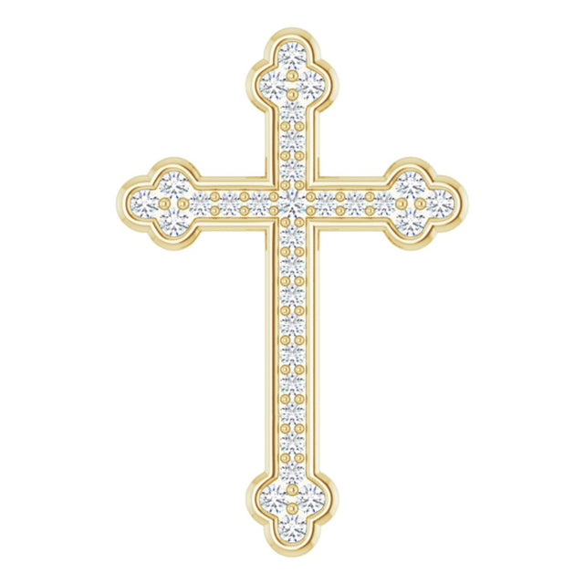 14K Yellow 1/4 CTW Natural Diamond Cross Pendant