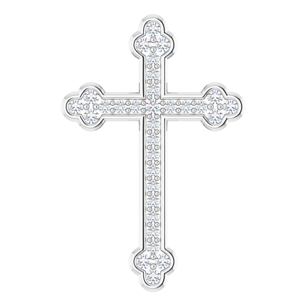 14K White 1/4 CTW Natural Diamond Cross Pendant