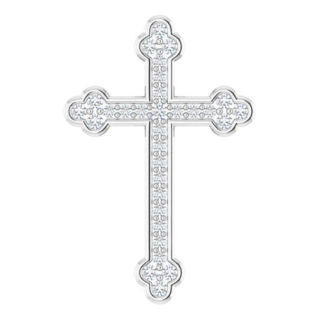 14K White 1/4 CTW Natural Diamond Cross Pendant