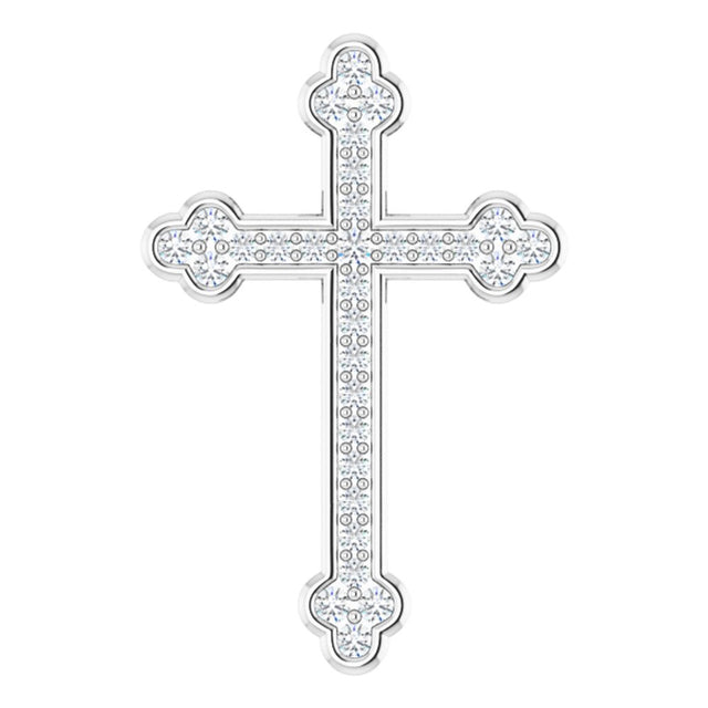 14K White 1/4 CTW Natural Diamond Cross Pendant