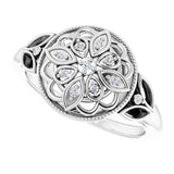 Sterling Silver .06 CTW Natural Diamond Filigree Ring