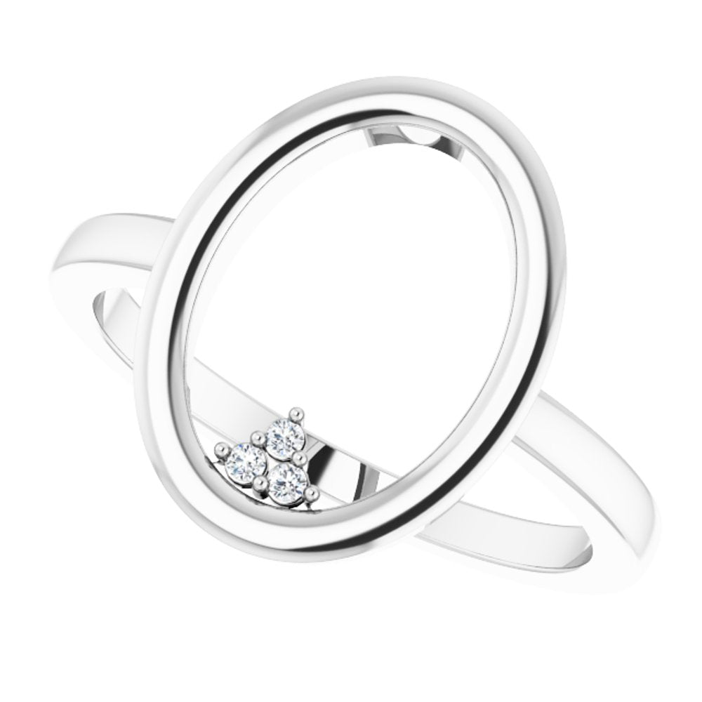 14K White .01 CTW Natural Diamond Open Circle Cluster Ring