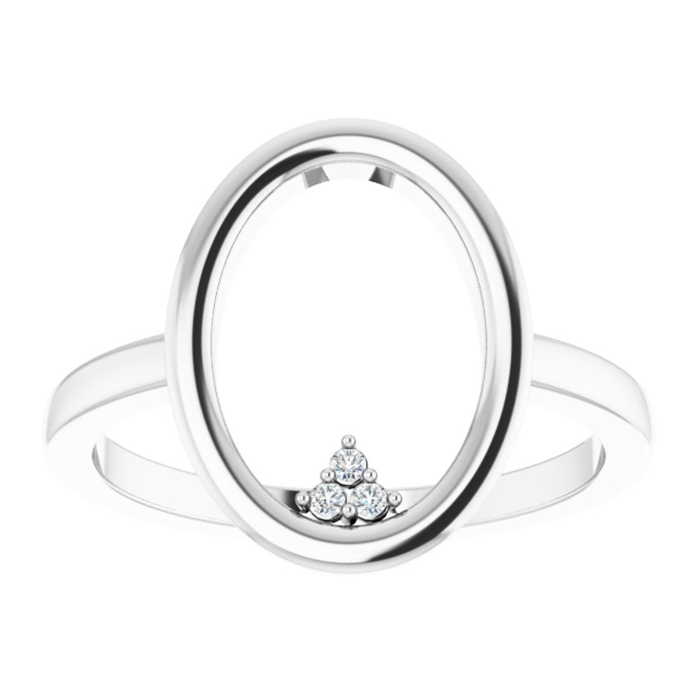 14K White .01 CTW Natural Diamond Open Circle Cluster Ring