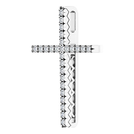 14K White Gold 1/4 CTW Natural Diamond Cross Pendant