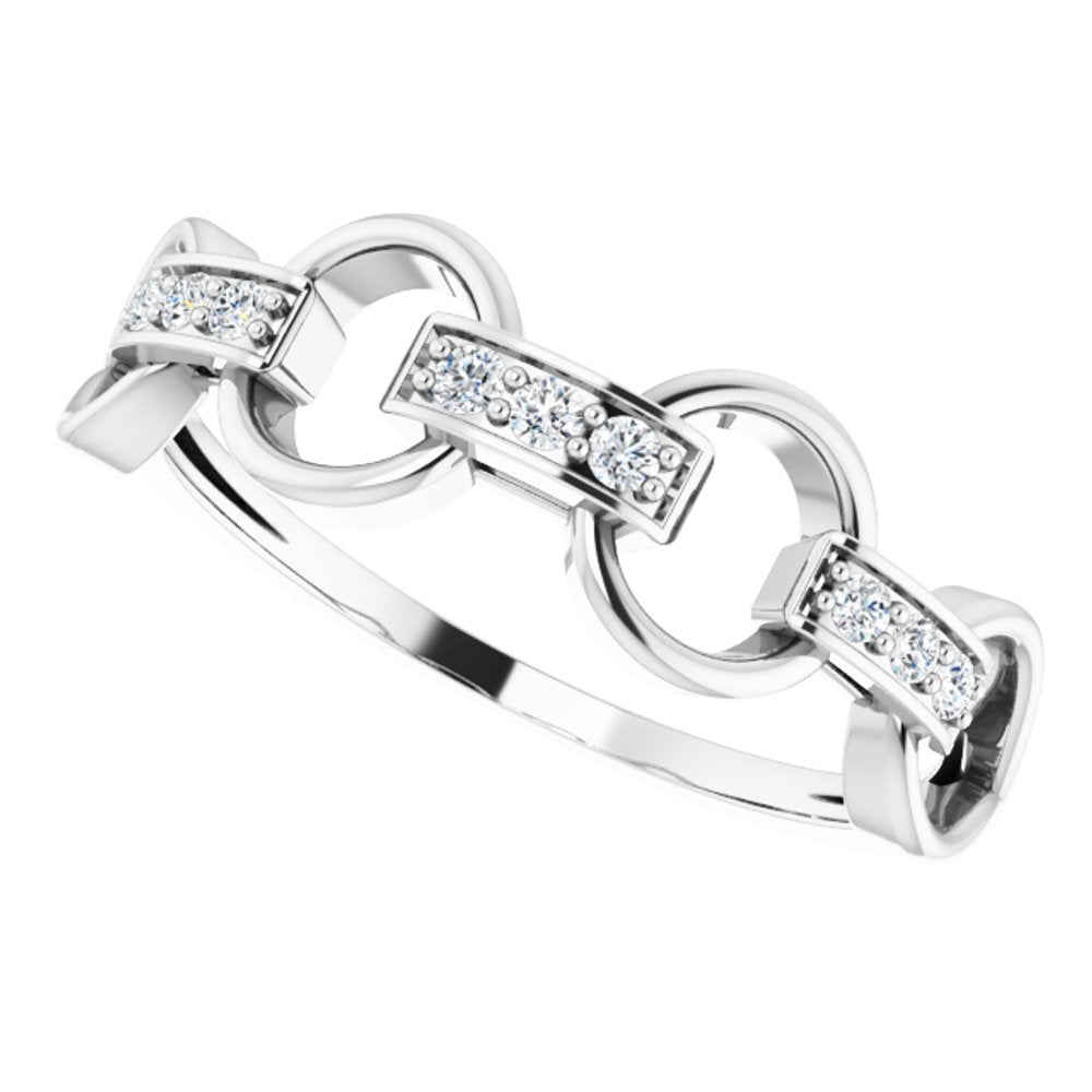 14K White 1/10 CTW Natural Diamond Link Ring
