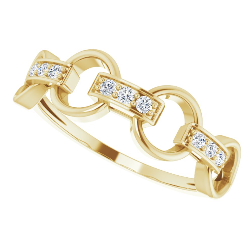 14K Yellow 1/10 CTW Natural Diamond Link Ring