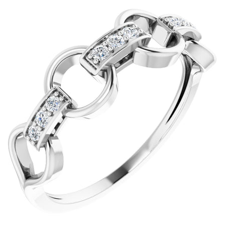 14K White 1/10 CTW Natural Diamond Link Ring