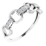 14K White 1/10 CTW Natural Diamond Link Ring