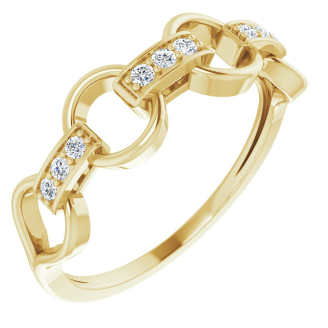 14K Yellow 1/10 CTW Natural Diamond Link Ring