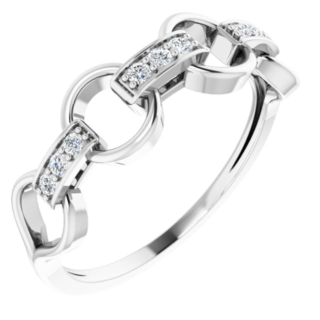 14K White Gold 1/10 CTW Natural Diamond Link Ring