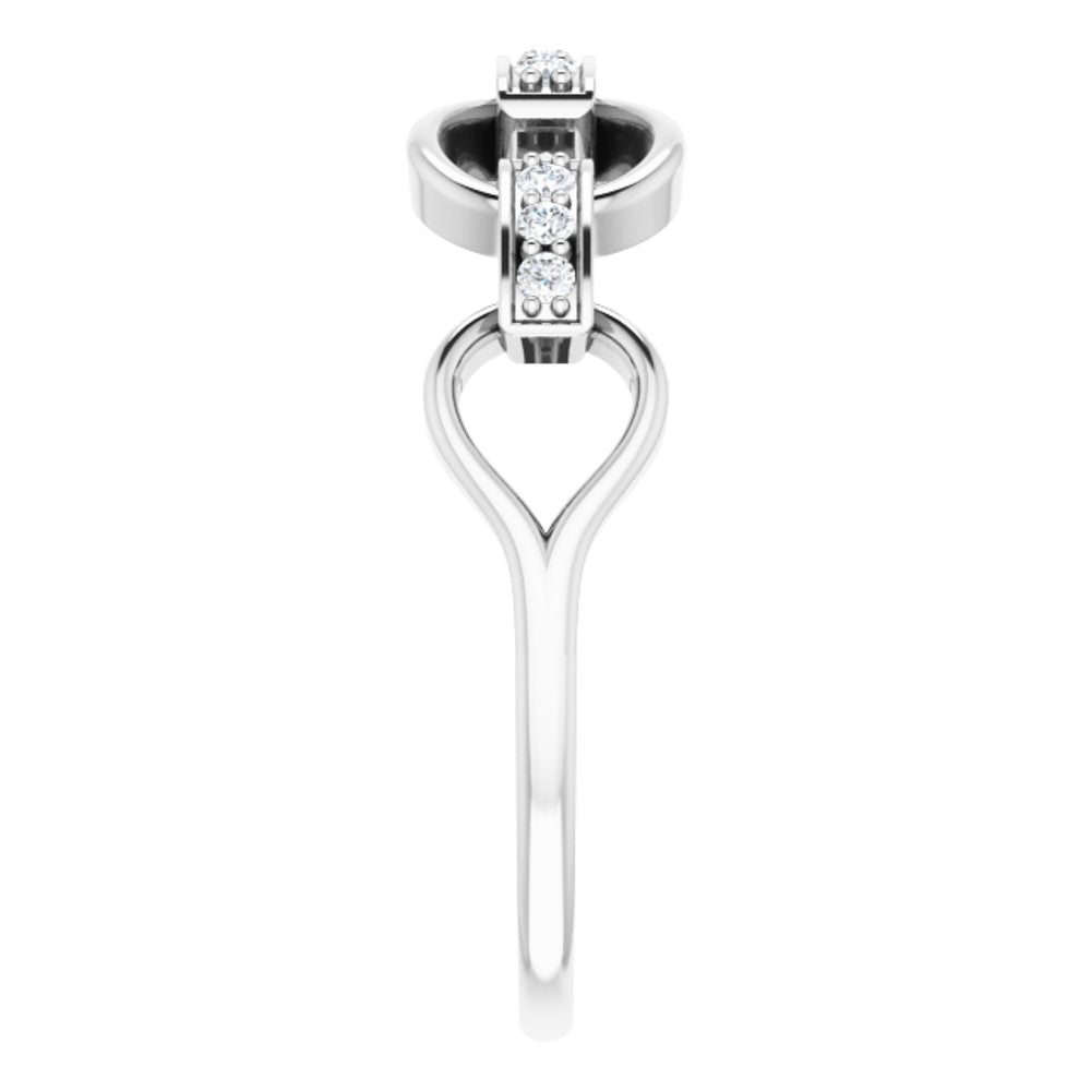 14K White 1/10 CTW Natural Diamond Link Ring