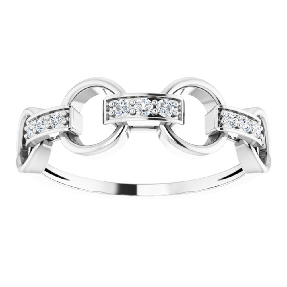 14K White Gold 1/10 CTW Natural Diamond Link Ring