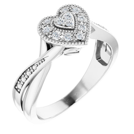 Sterling Silver Imitation White Cubic Zirconia Heart Ring