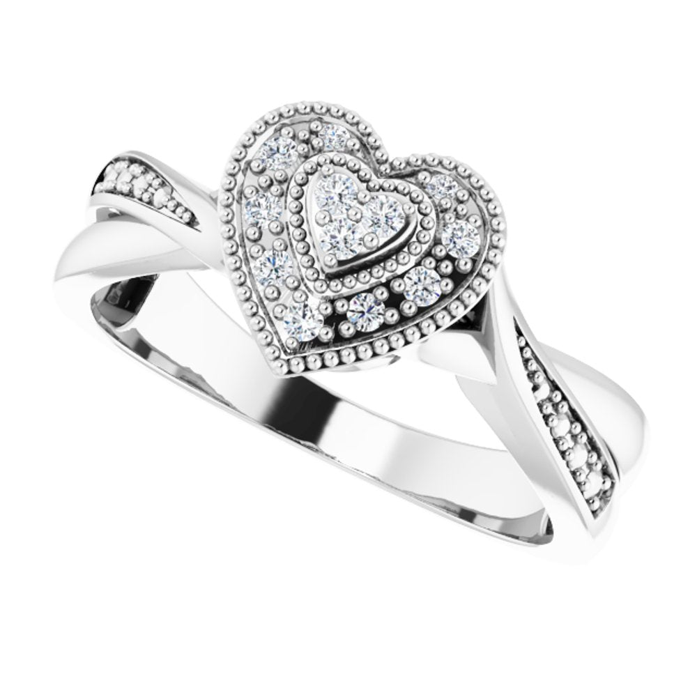 Sterling Silver Imitation White Cubic Zirconia Heart Ring