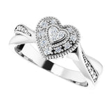 Sterling Silver Imitation White Cubic Zirconia Heart Ring