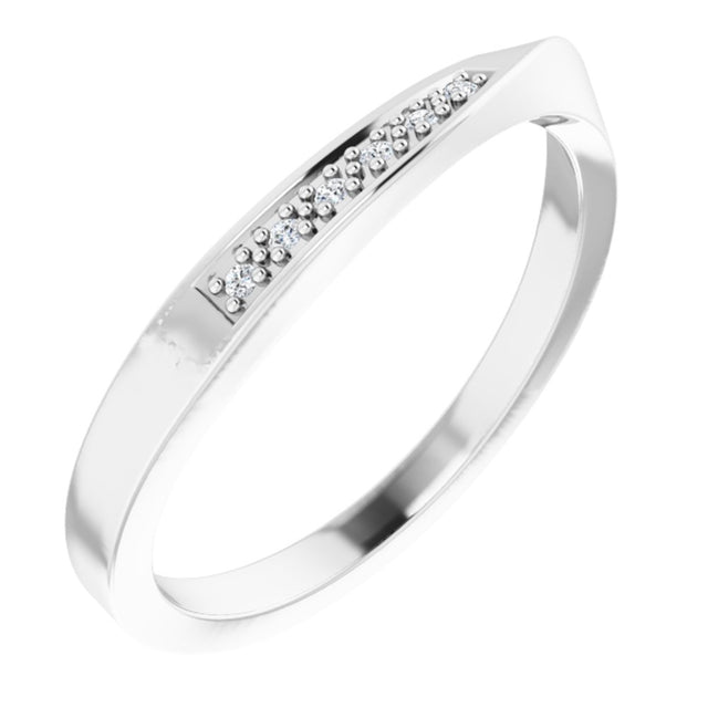 14K White .03 CTW Natural Diamond Wave Ring