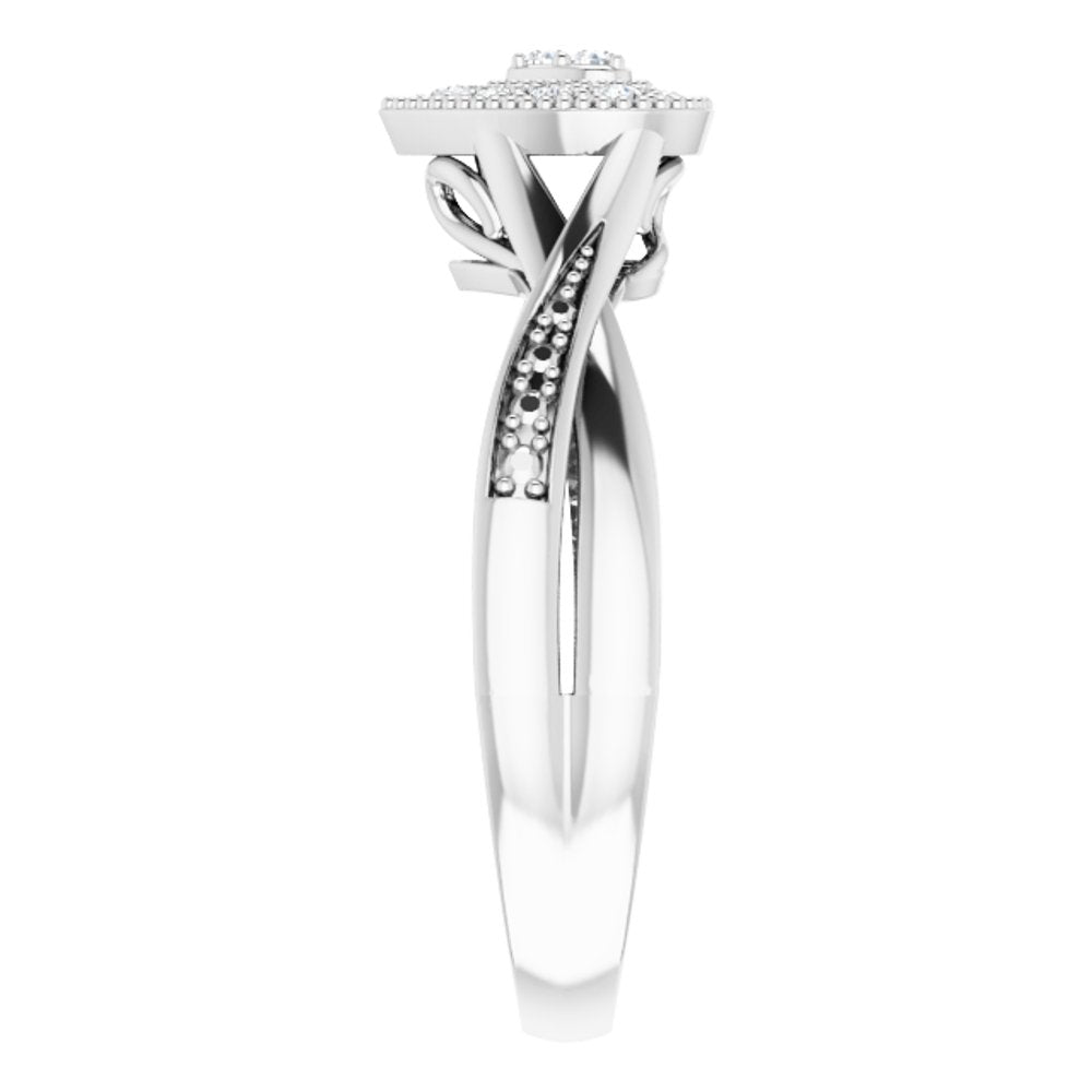 Sterling Silver Imitation White Cubic Zirconia Heart Ring
