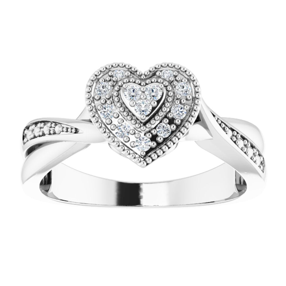 Sterling Silver Imitation White Cubic Zirconia Heart Ring