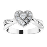 Sterling Silver Imitation White Cubic Zirconia Heart Ring