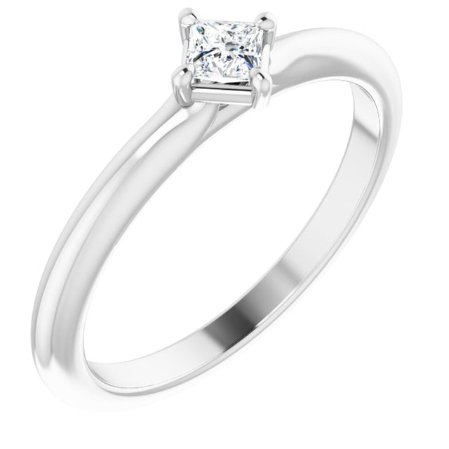 14K White 1/6 CTW Natural Diamond Solitaire Ring