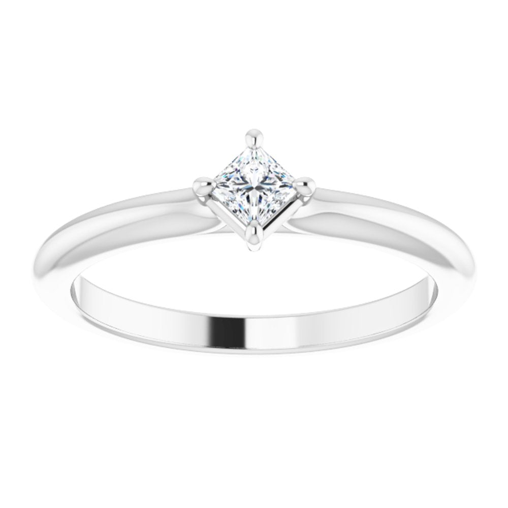 14K White 1/6 CTW Natural Diamond Solitaire Ring
