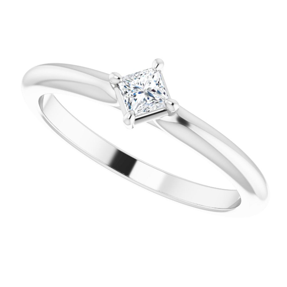 14K White 1/6 CTW Natural Diamond Solitaire Ring
