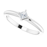 14K White 1/6 CTW Natural Diamond Solitaire Ring