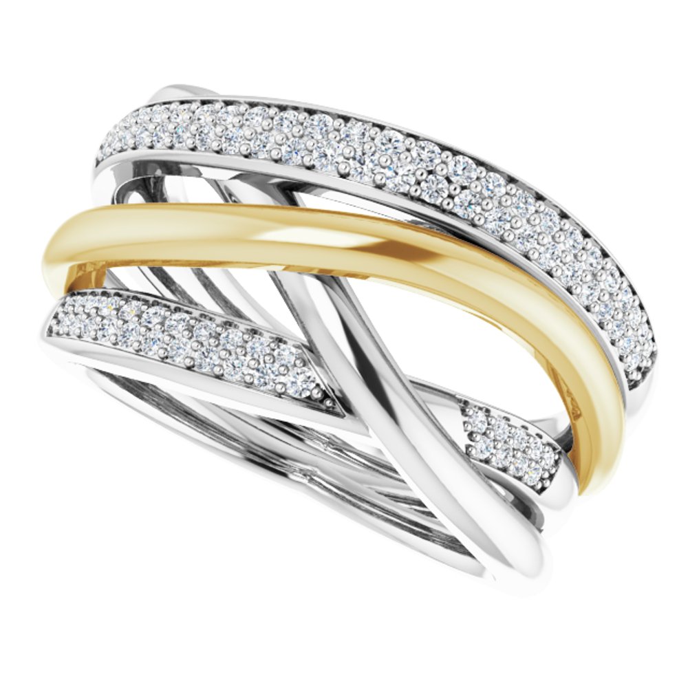 14K White/Yellow 1/3 CTW Natural Diamond Criss-Cross Ring