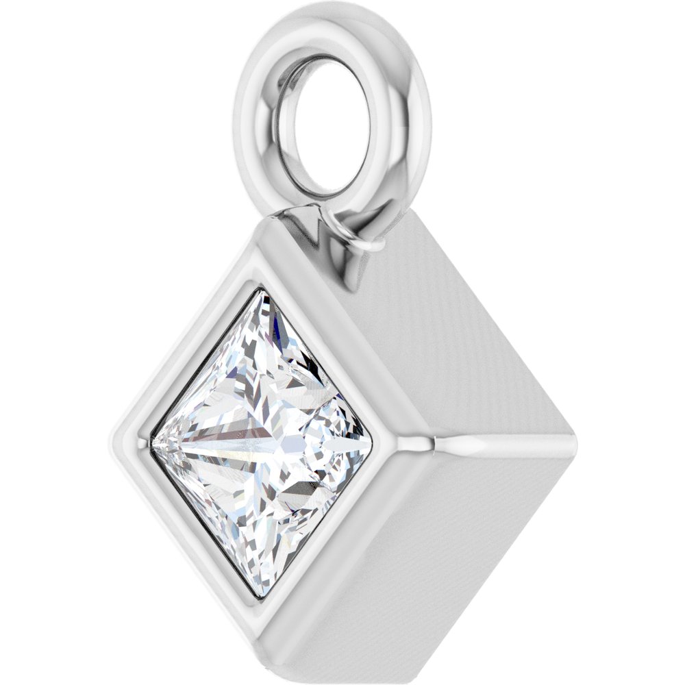 14K White .05 CT Natural Diamond Dangle