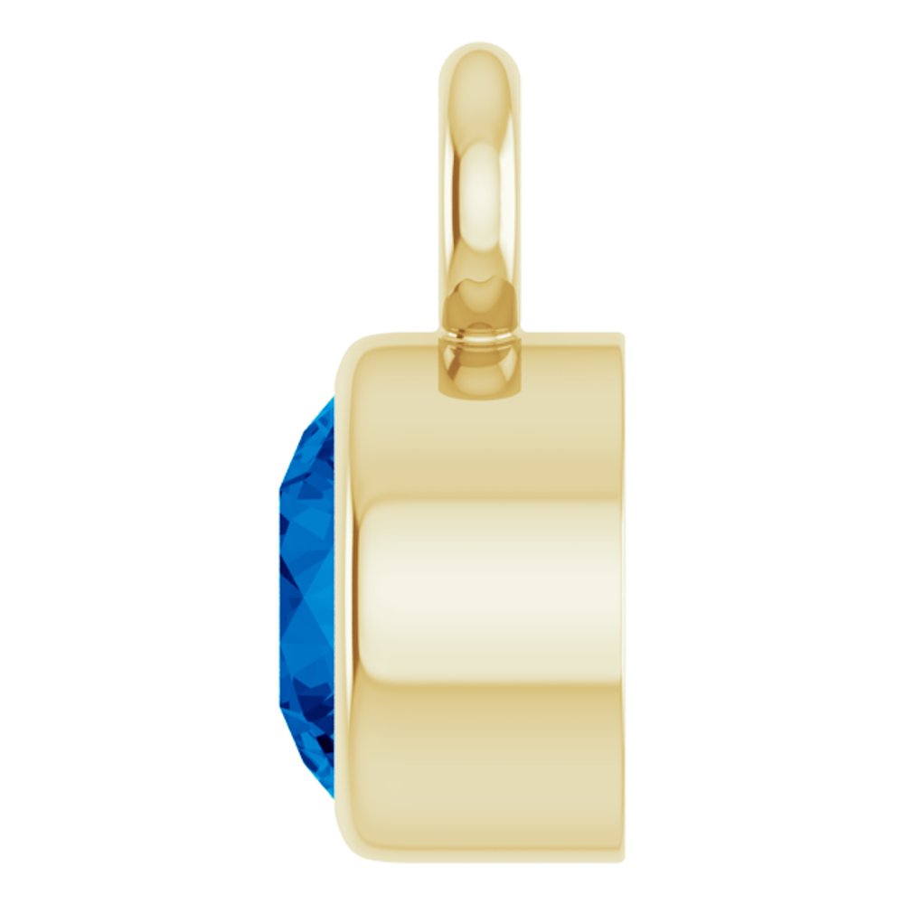 14K Yellow Lab-Grown Blue Sapphire Dangle