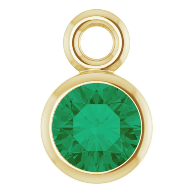 14K Yellow Lab-Grown Emerald Dangle