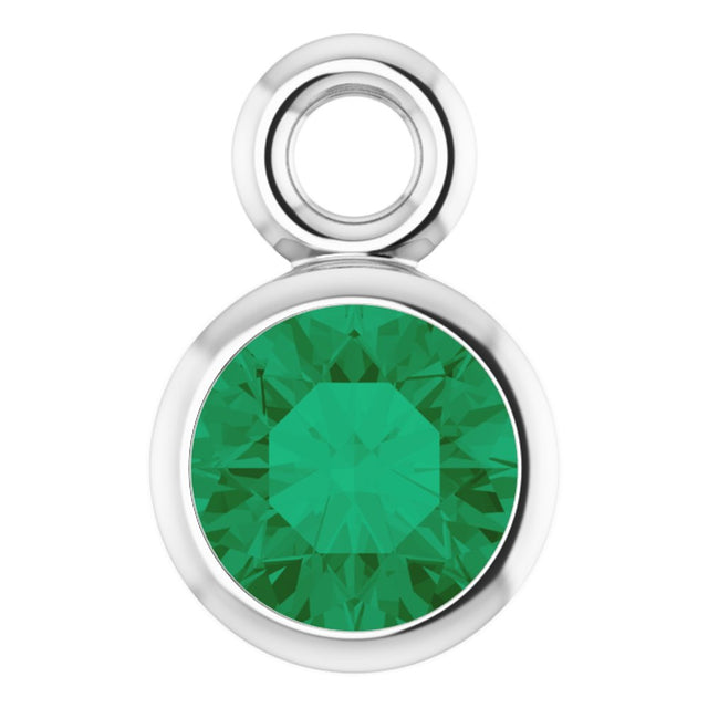 14K White Lab-Grown Emerald Dangle