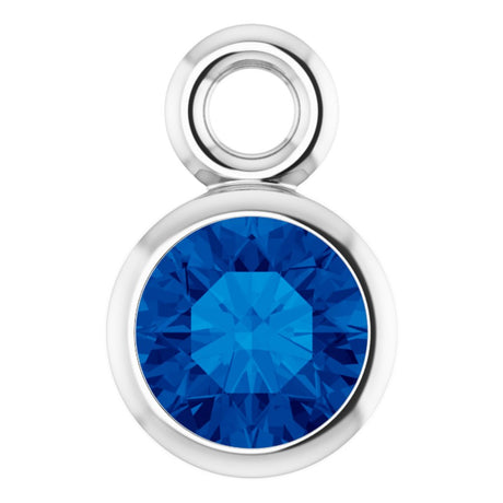 14K White Lab-Grown Blue Sapphire Dangle